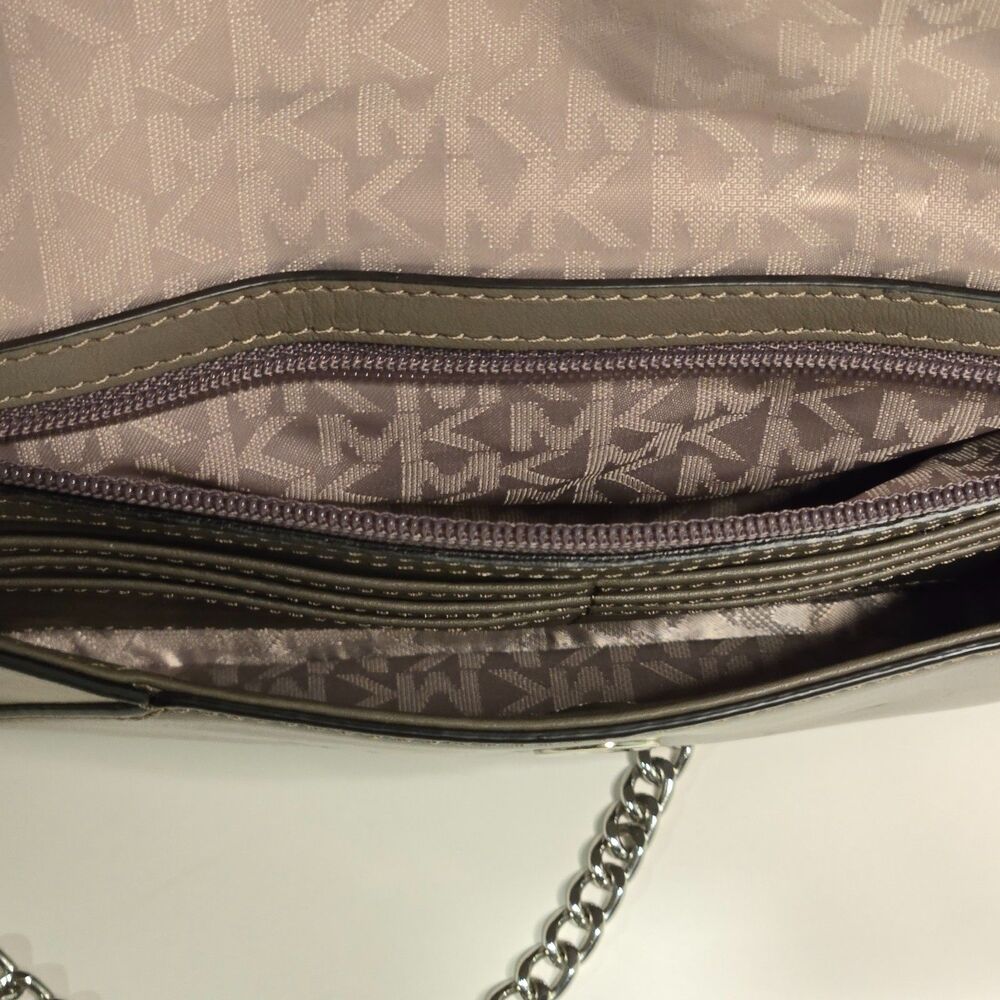 Michael Kors Lana Color Block Leather Envelope Clutch Bag 2015 Black/Grey/Taupe - Picture 11 of 12